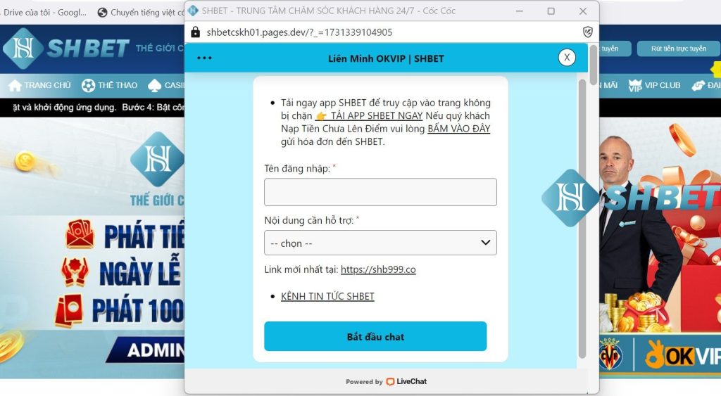 Phương thức liên hệ qua livechat